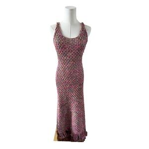 Dance and Marvel Women's‎ Crochet Knit Fringe Maxi Dress Blogger Favorite Sz S